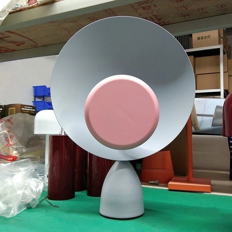 Lunar Eclipse Table Lamp with pink accent disc demonstrating quality craftsmanship, its celestial design combining sculptural form with functional ambient lighting for contemporary interiors.