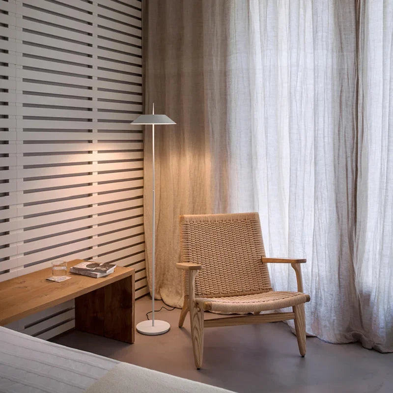 Elegant equilibrium meets curated interiors with the white Toothpick Balance Floor Lamp, a slender tapered silhouette delivering refined ambient lighting, by Domus Collective.