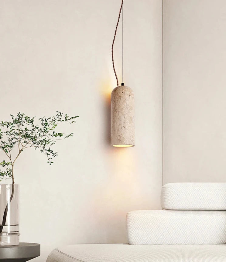 Travertine Bullet Pendant Lights-Domus Collective